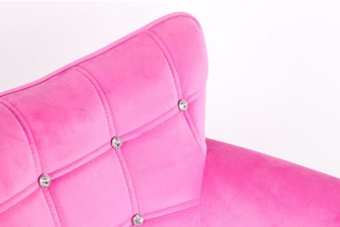 różowy fotel z kryształkami w stylu chesterfield - fotele glamour z kryształkami tapicerowane welurem